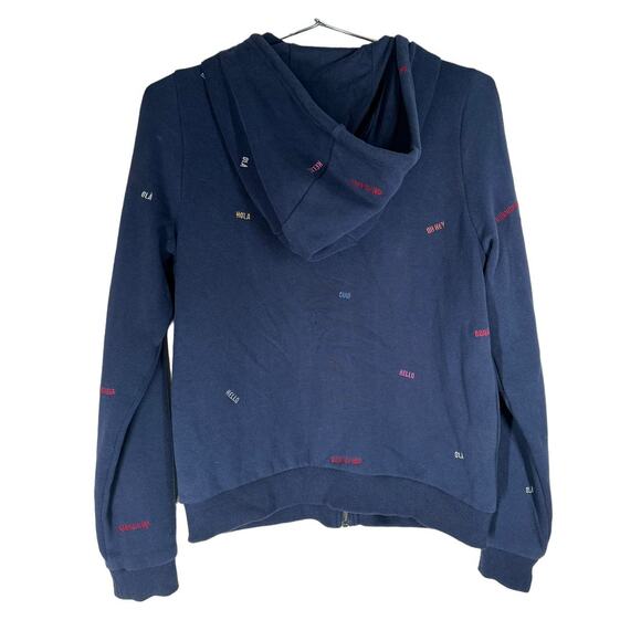 Marine‎ Layer Signature Zip Hoodie Navy Blue Hello Embroidery Medium - Picture 3 of 9